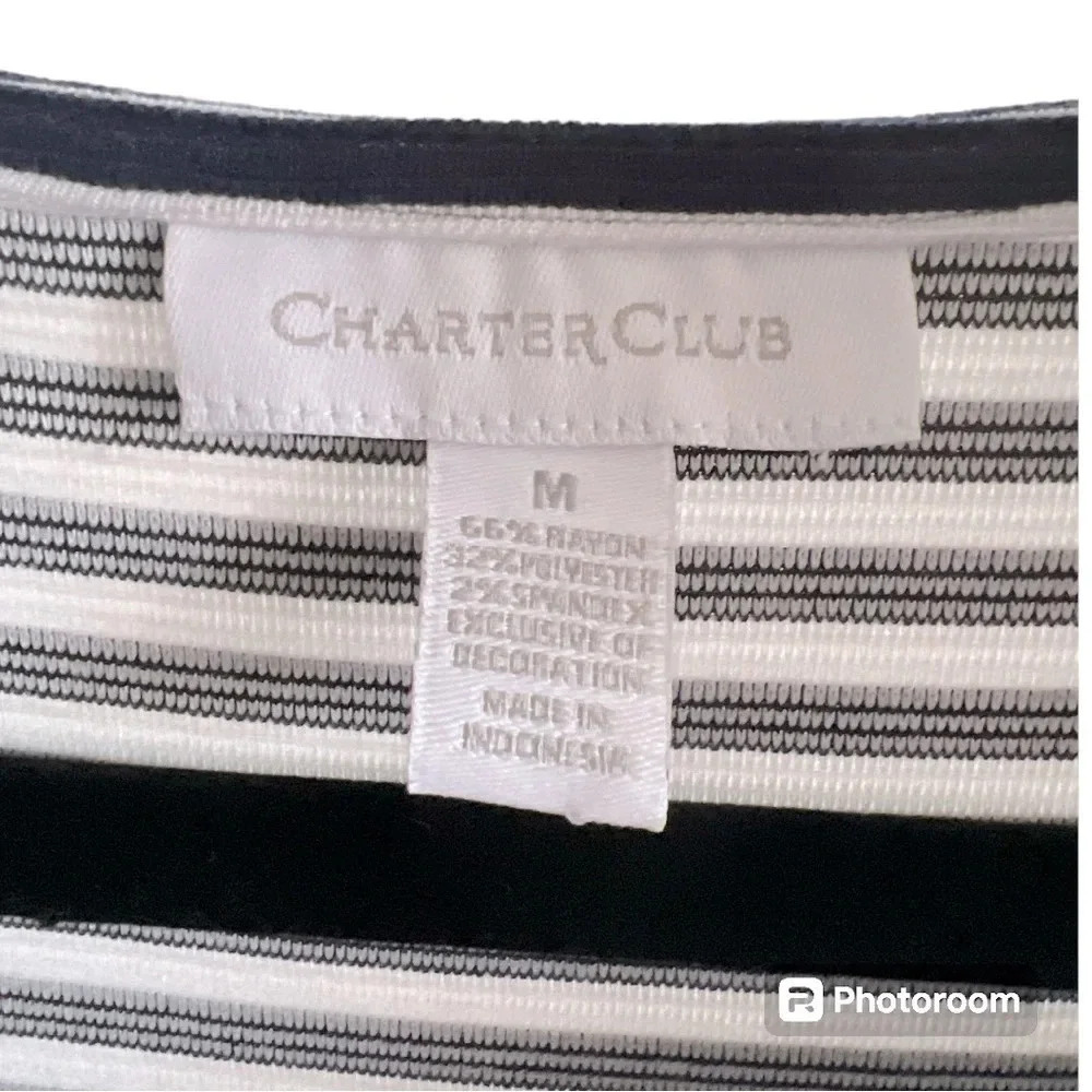 Charter Club women’s shift dress navy blue/white embroidered size Medium - Picture 4 of 4